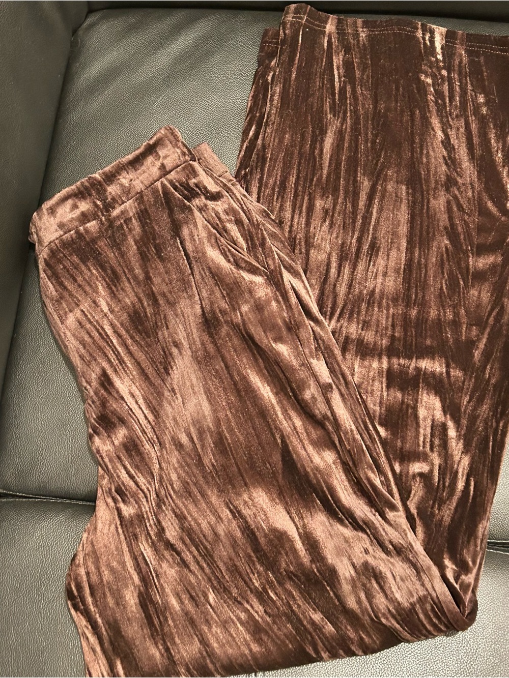 Lulu’s Dark Brown Crushed Velvet Wide Leg Pants
